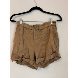 Aerie‎ Khaki Shorts Ruffle Hem Elastic Waist Casual Cute XS